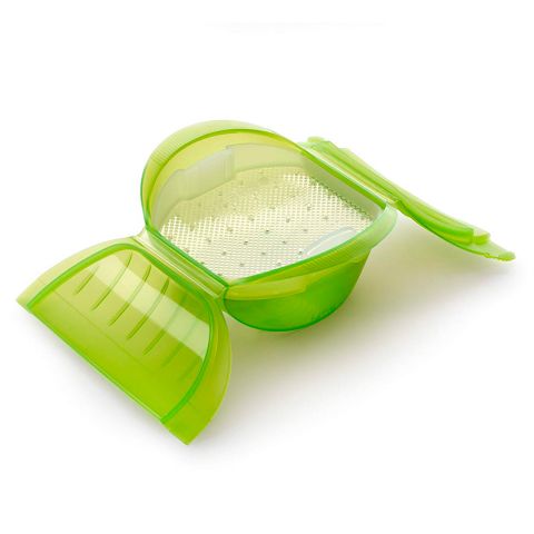 Deep Steam Case with tray 3-4 p. Easily steam large veggies and soups in your microwave!