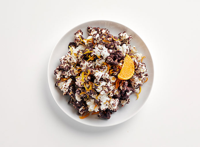 Chocolate with orange popcorn