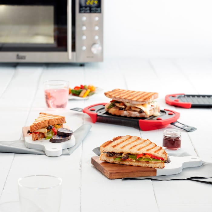 Belle Vous Plancha Sandwichera para Microondas - Bandeja Grill  Antiadherente con Asas de Silicona - Accesorio de Cocina para Tostadas  Paninis y Snacks - Apto Lavavajillas : : Hogar y cocina
